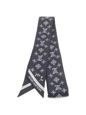 Louis Vuitton Bandeau BB Monogram Romance Silk Scarf Black
